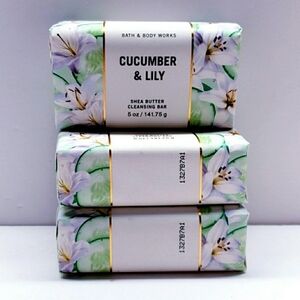 Bath & Body Works CUCUMBER & LILY Shea Butter Cleansing Bar Soap, 5 oz (3 pack)
